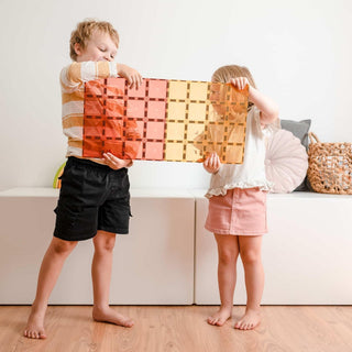 Connetix Magnetic Tiles 2 Piece Pastel Base Plate Pack - Lemon & Peach