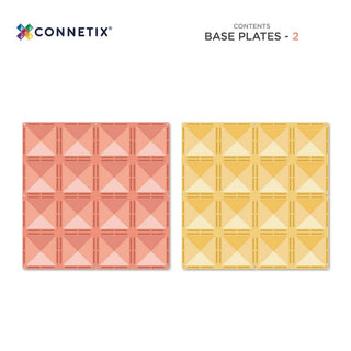 Connetix Magnetic Tiles 2 Piece Pastel Base Plate Pack - Lemon & Peach
