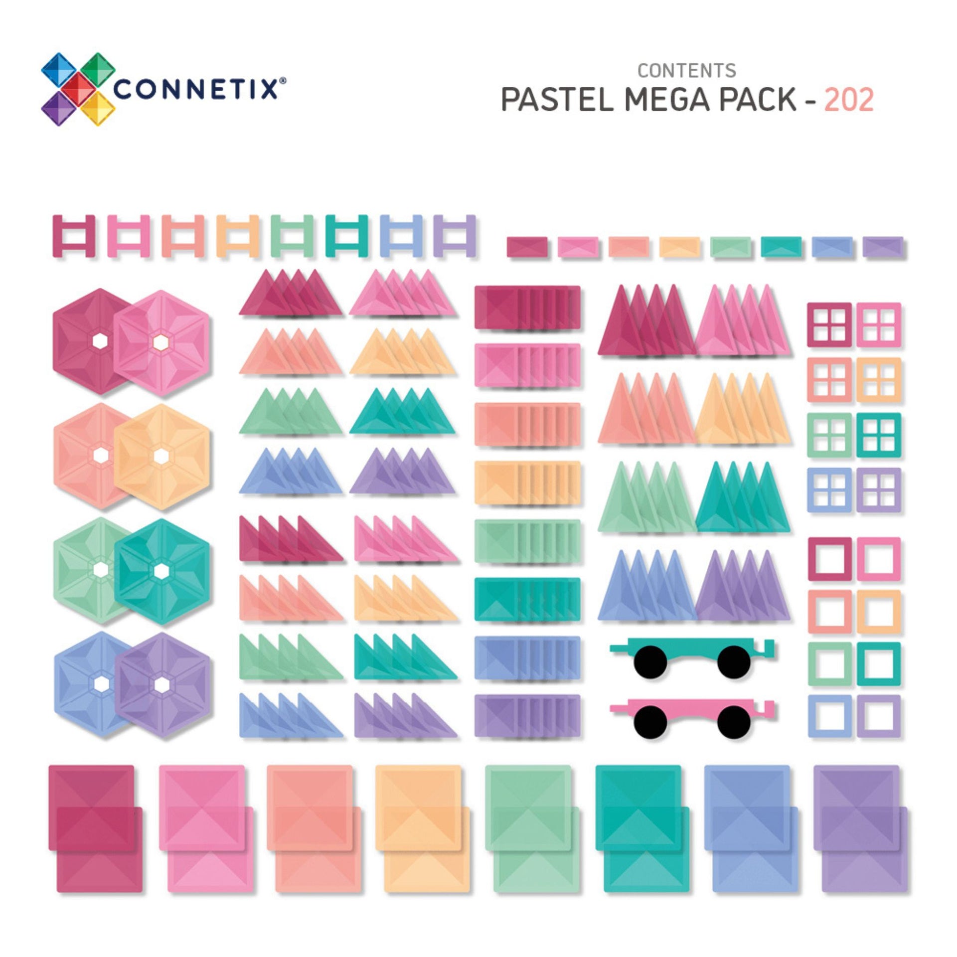 Connetix Magnetic Tiles 202 Piece Pastel Mega Pack