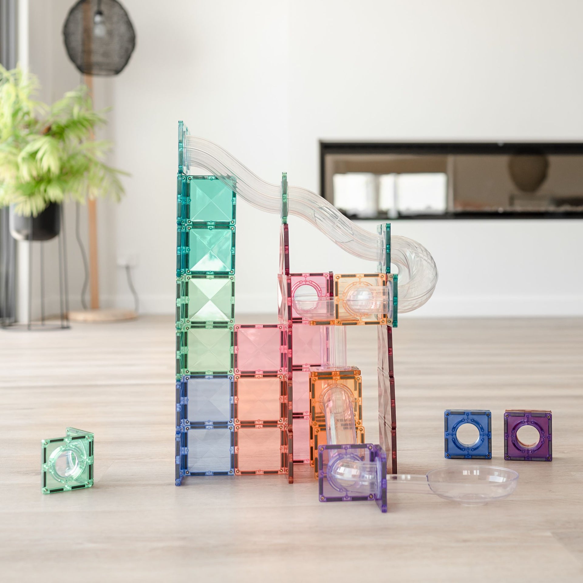 Connetix Magnetic Tiles 80 Piece Pastel Ball Run Expansion Pack