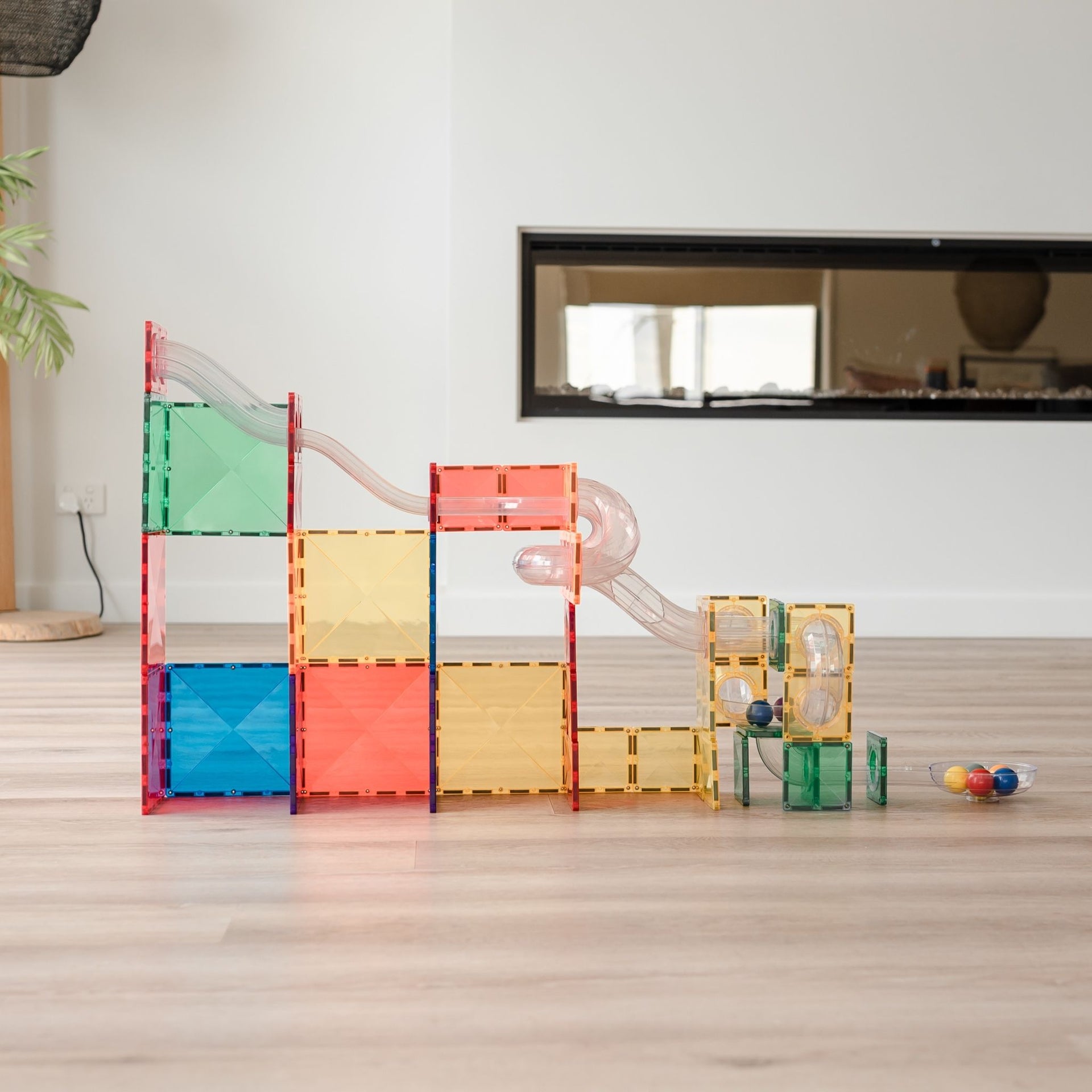 Connetix Magnetic Tiles 66 Piece Rainbow Ball Run Expansion Pack