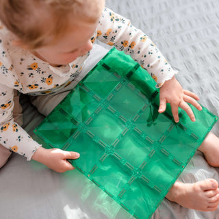 Connetix Magnetic Tiles 2 Piece Rainbow Base Plate Pack - Green & Blue
