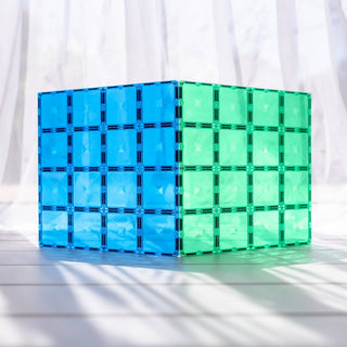 Connetix Magnetic Tiles 2 Piece Rainbow Base Plate Pack - Green & Blue