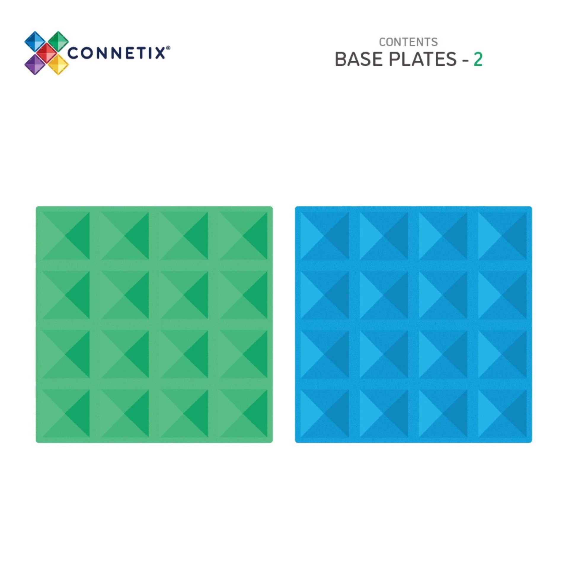 Connetix Magnetic Tiles 2 Piece Rainbow Base Plate Pack - Green & Blue