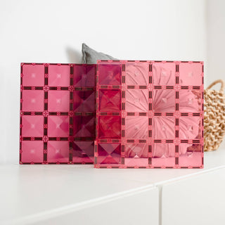 Connetix Magnetic Tiles 2 Piece Pastel Base Plate Pack - Pink & Berry
