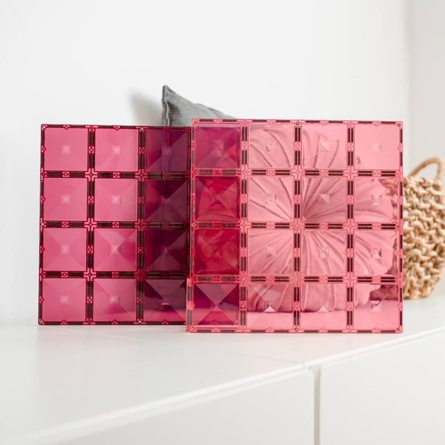 Connetix Magnetic Tiles 2 Piece Pastel Base Plate Pack - Pink & Berry