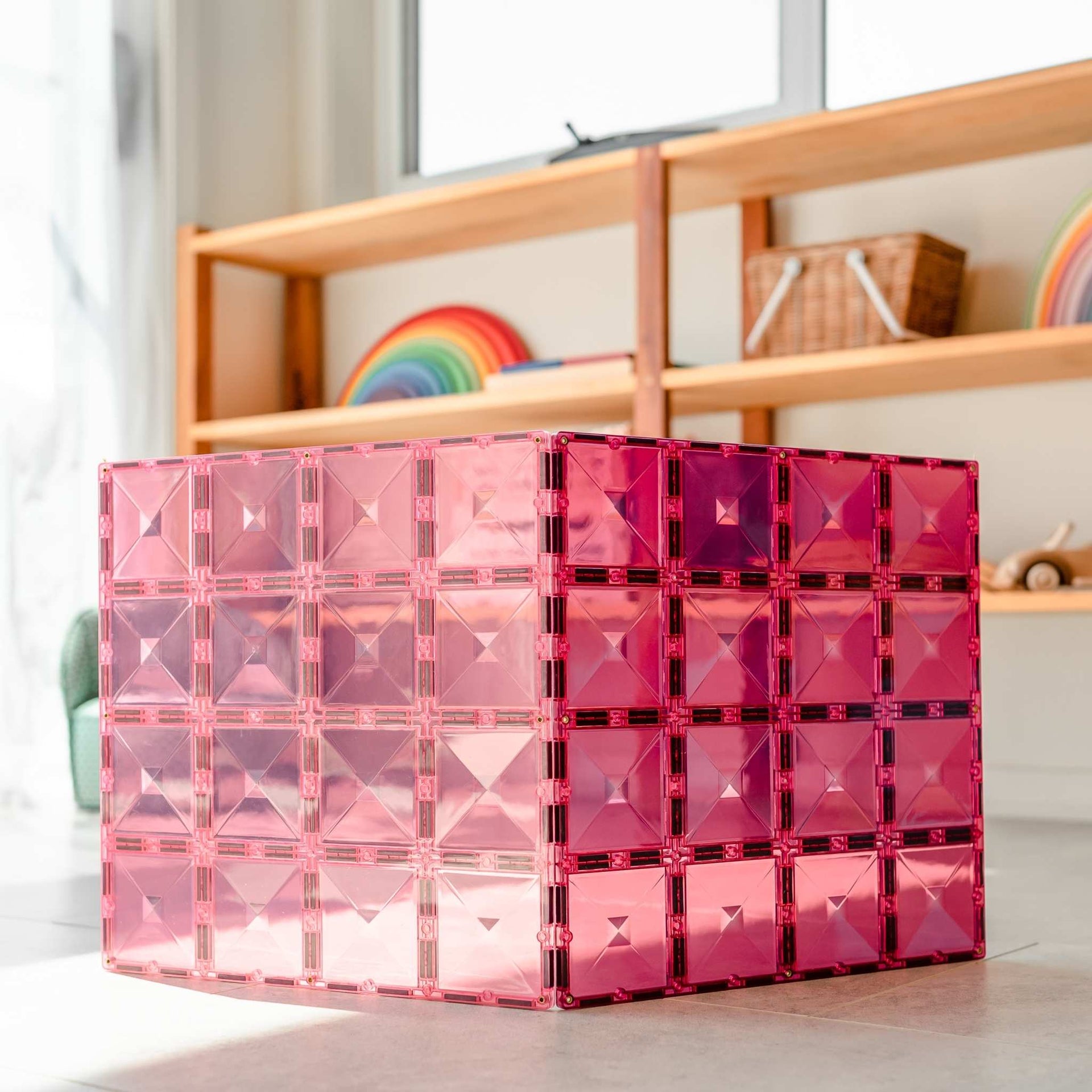 Connetix Magnetic Tiles 2 Piece Pastel Base Plate Pack - Pink & Berry