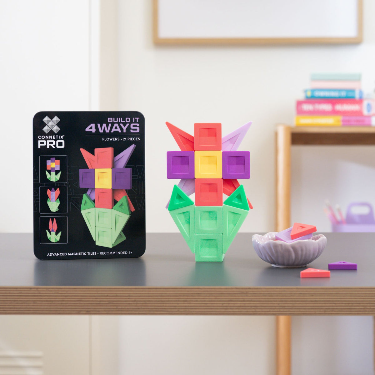 CONNETIX Magnetic Tiles 21 Piece Pro Build-It Flower Set