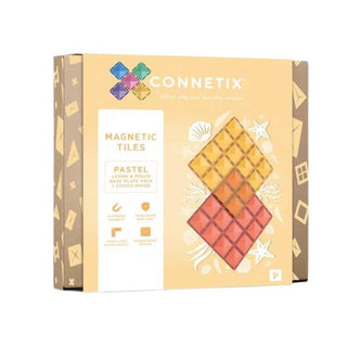Connetix Magnetic Tiles 2 Piece Pastel Base Plate Pack - Lemon & Peach