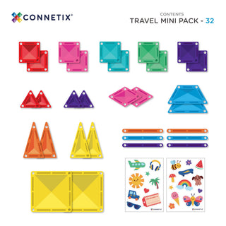 CONNETIX Magnetic Tiles 32 Piece Travel Mini Pack