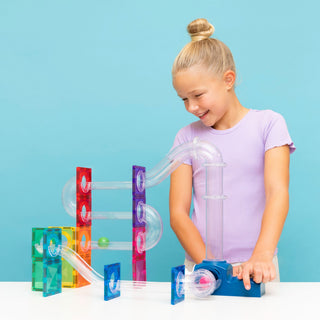 CONNETIX Magnetic Tiles 47 Piece Ball Run Launcher Pack