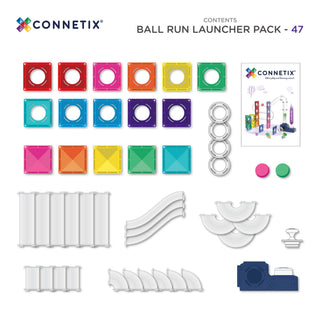CONNETIX Magnetic Tiles 47 Piece Ball Run Launcher Pack