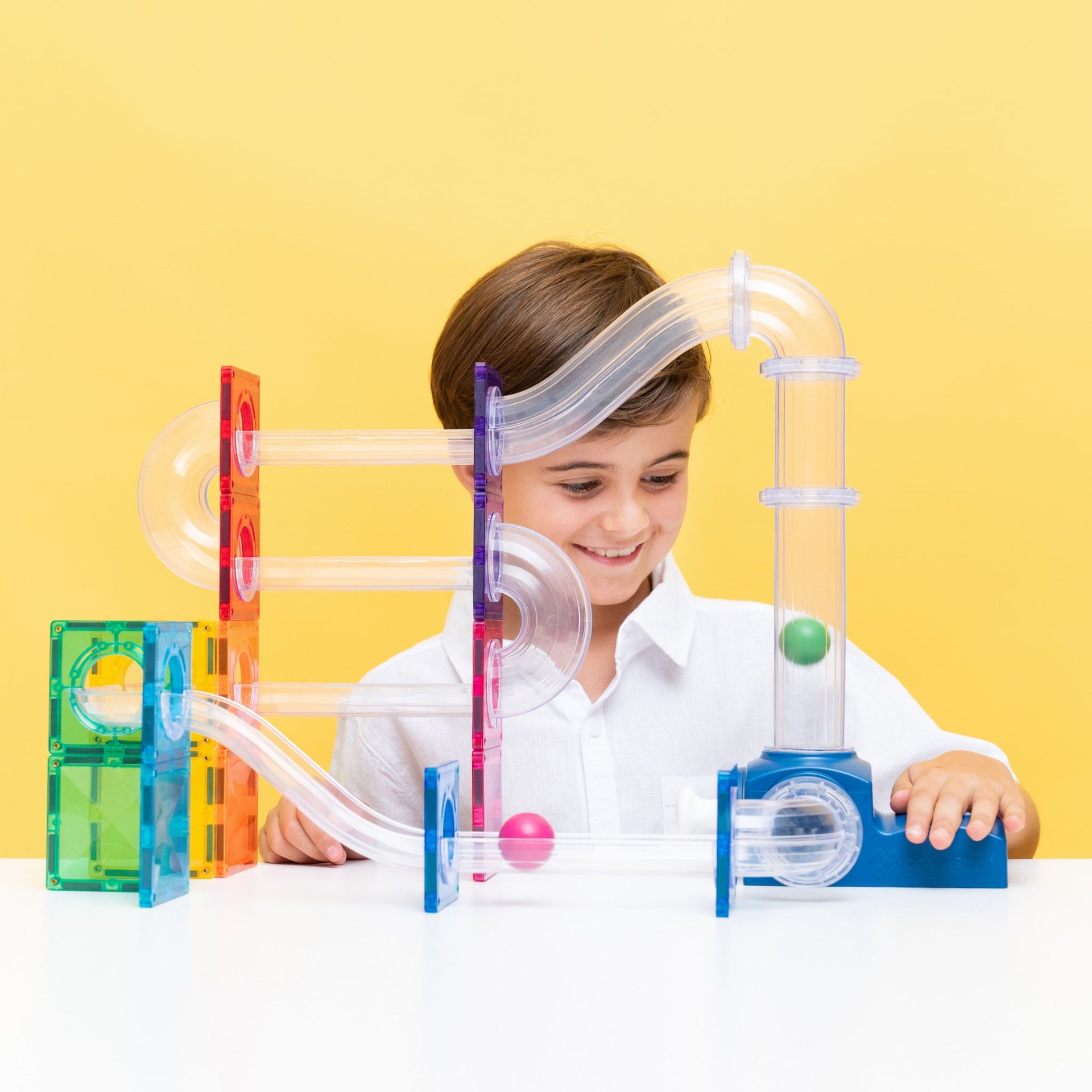 CONNETIX Magnetic Tiles 47 Piece Ball Run Launcher Pack