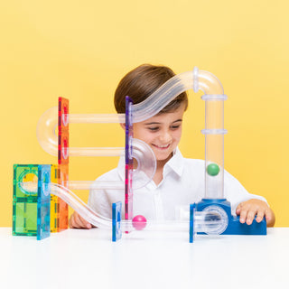 CONNETIX Magnetic Tiles 47 Piece Ball Run Launcher Pack
