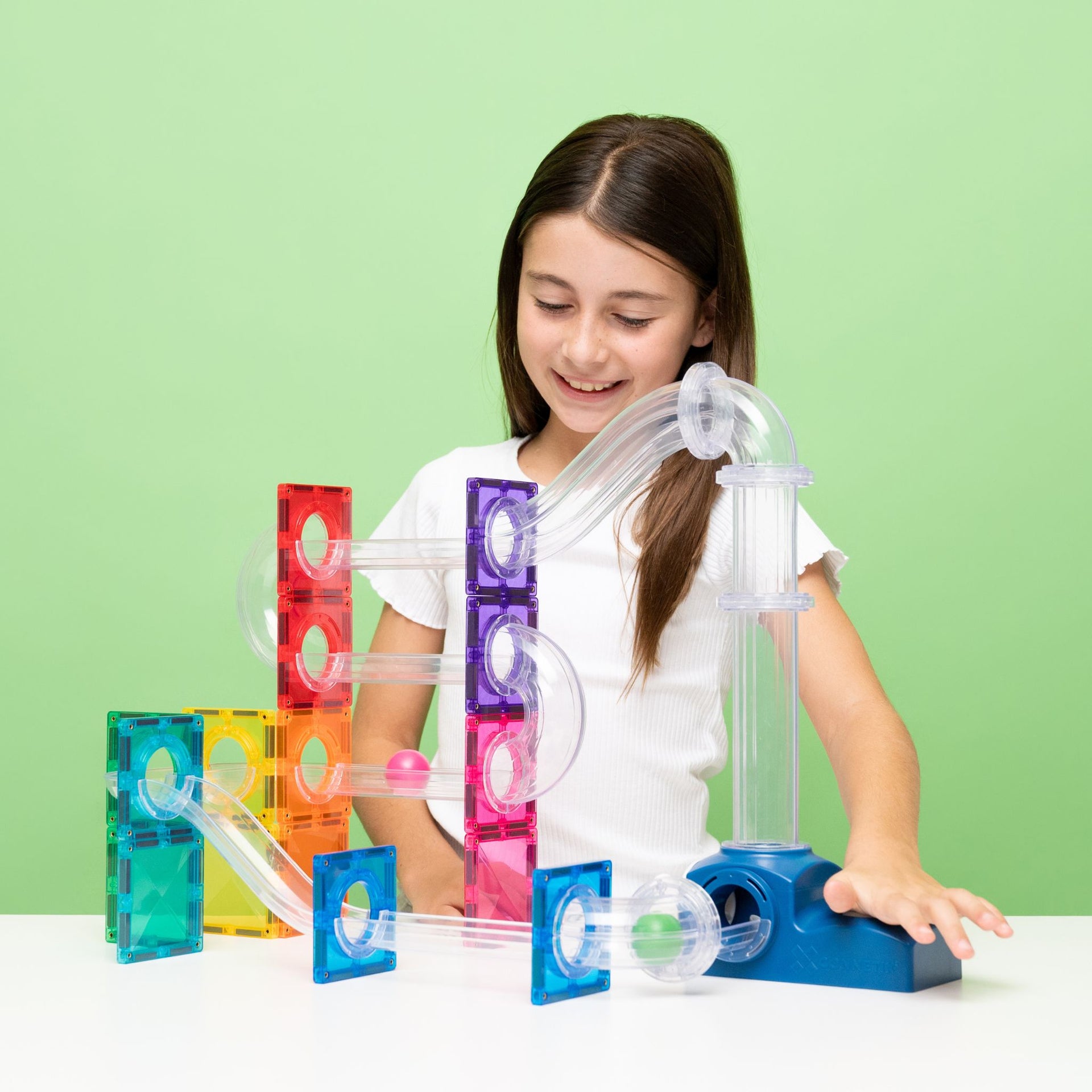 CONNETIX Magnetic Tiles 47 Piece Ball Run Launcher Pack