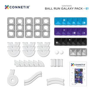 CONNETIX Magnetic Tiles 61 Piece Ball Run Galaxy Pack