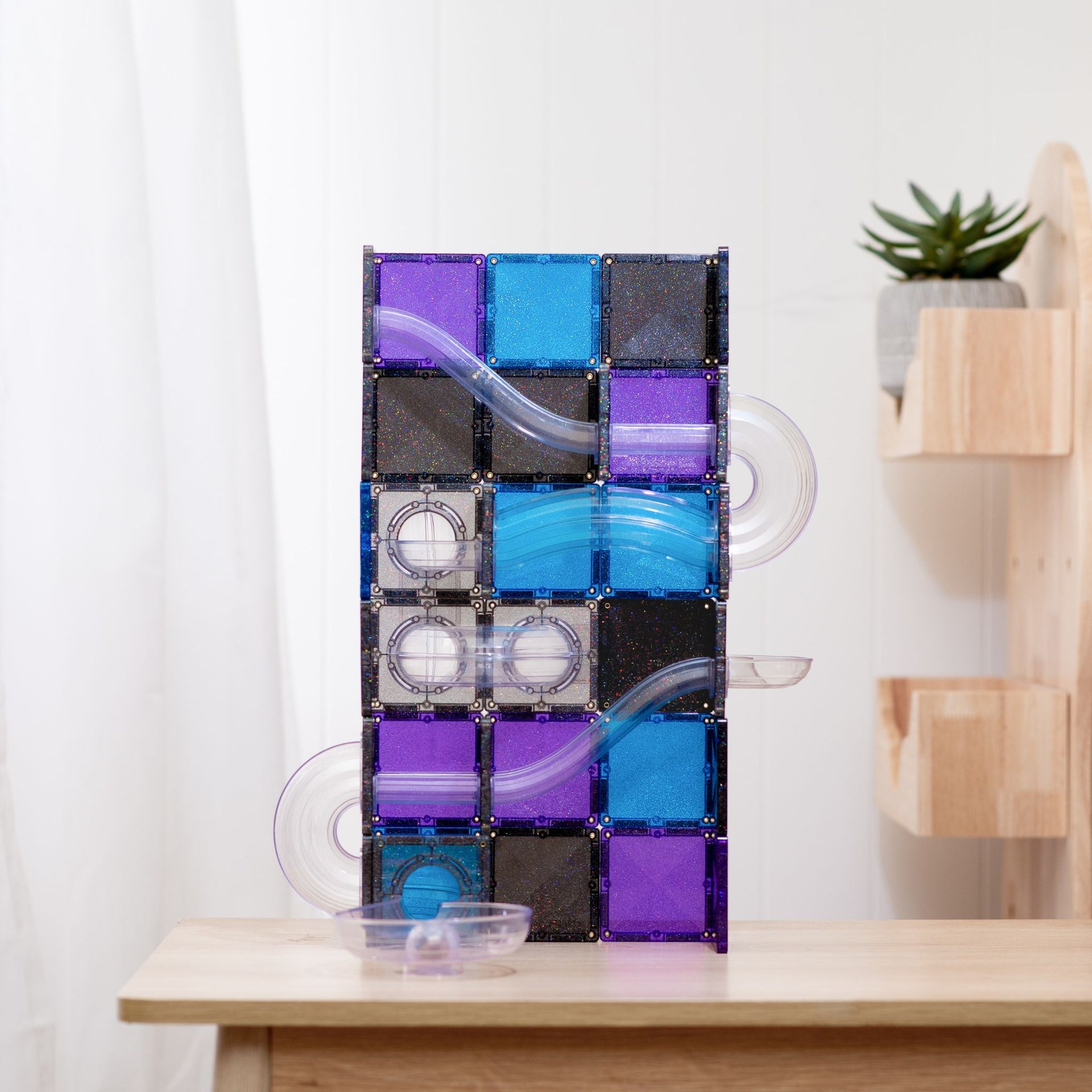 CONNETIX Magnetic Tiles 61 Piece Ball Run Galaxy Pack