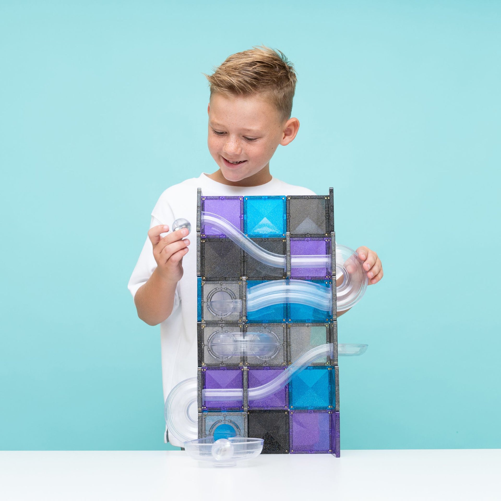 CONNETIX Magnetic Tiles 61 Piece Ball Run Galaxy Pack