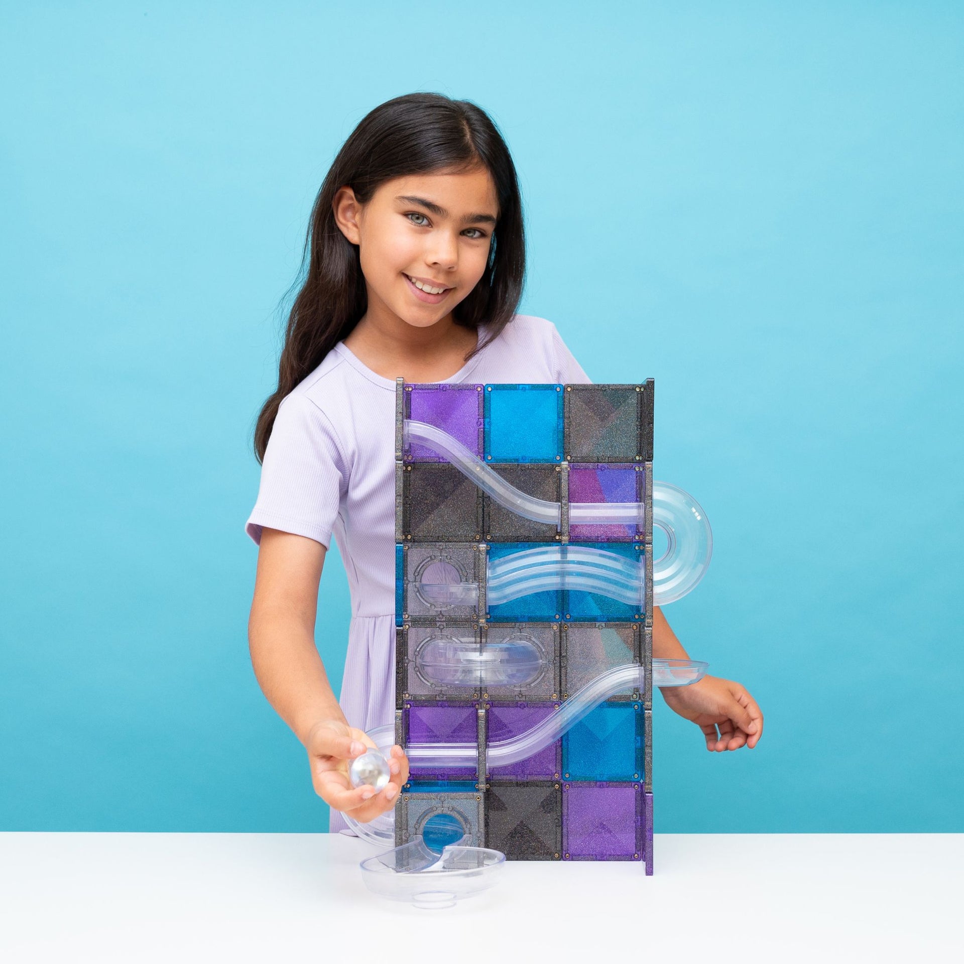CONNETIX Magnetic Tiles 61 Piece Ball Run Galaxy Pack
