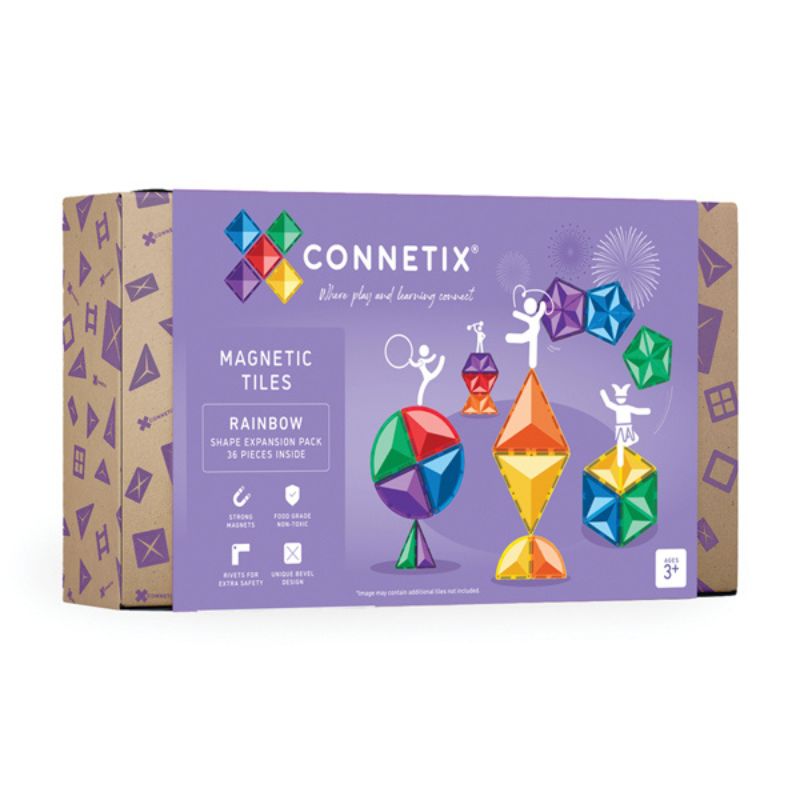 Connetix Magnetic Tiles 36 Piece Rainbow Shape Expansion Pack