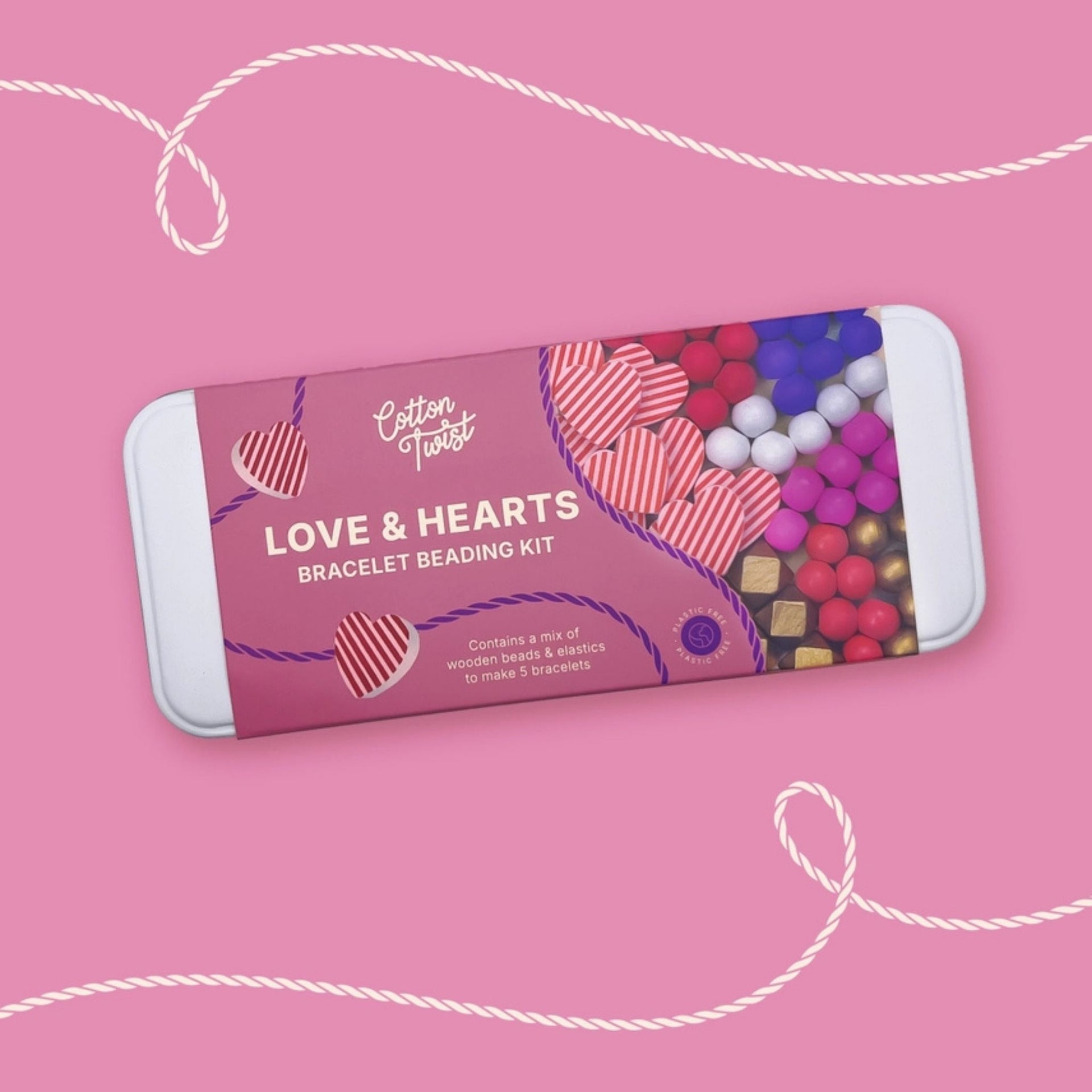 Cotton Twist Love & Hearts Bracelet Bead Kit