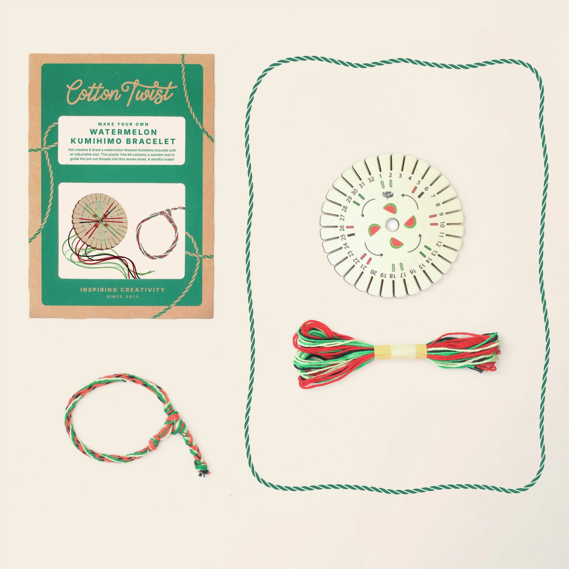 Cotton Twist Make Your Own Watermelon Kumihimo Bracelet Kit