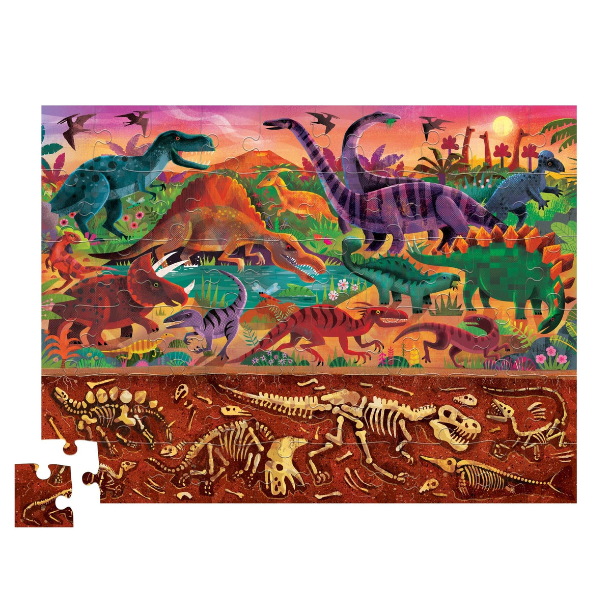 Crocodile Creek Dinosaur Above & Below Puzzle - 60 Piece