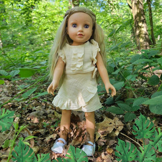 Heless Doll Ruffle Top and Skirt Set - Ecru