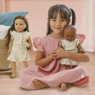 Heless Doll Ruffle Top and Skirt Set - Ecru
