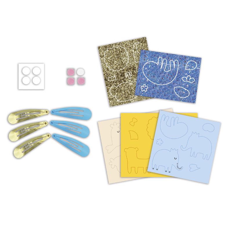 Janod Glitter Hair Clips Making Kit - Exotic Animals