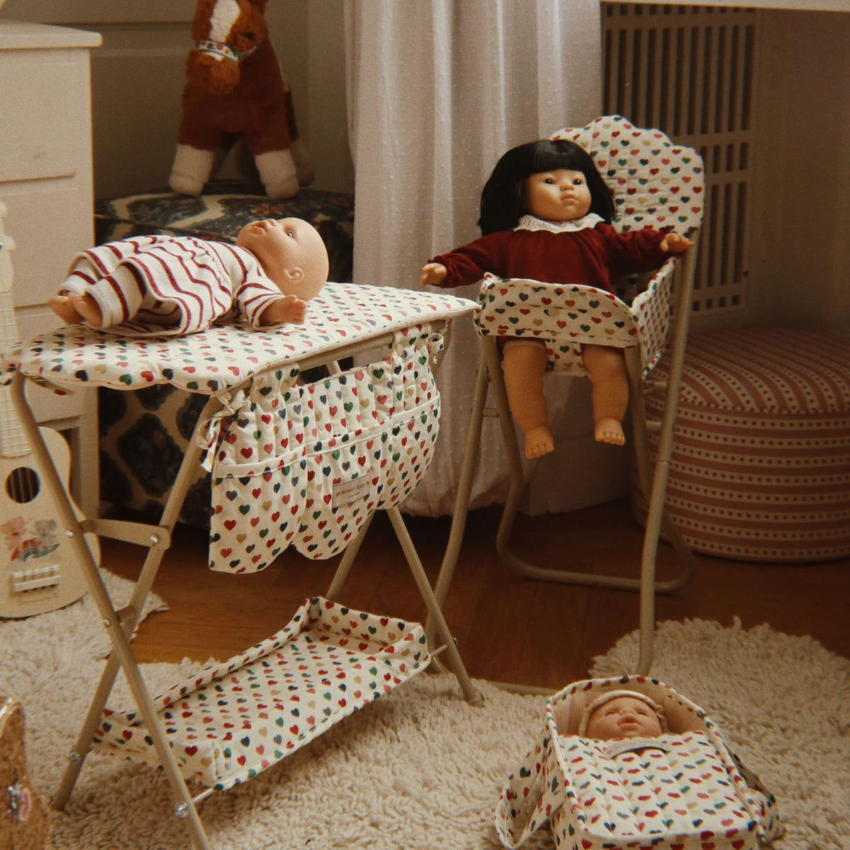 Konges Sløjd Doll High Chair - Colourful Hearts