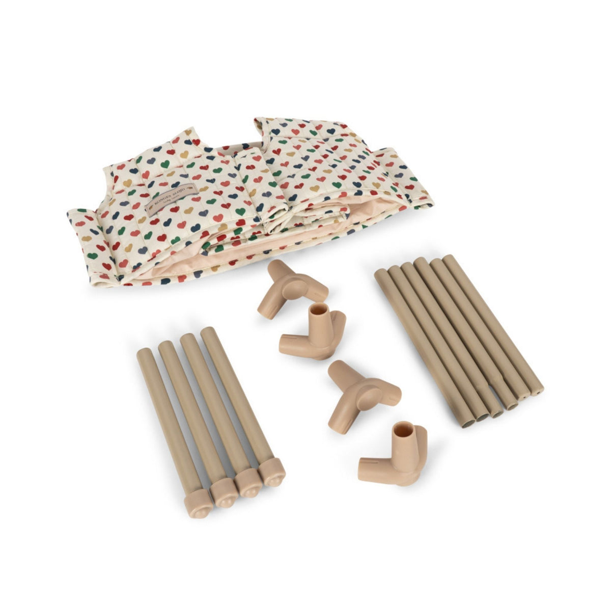 Konges Sløjd Doll Travel Bed - Colourful Hearts