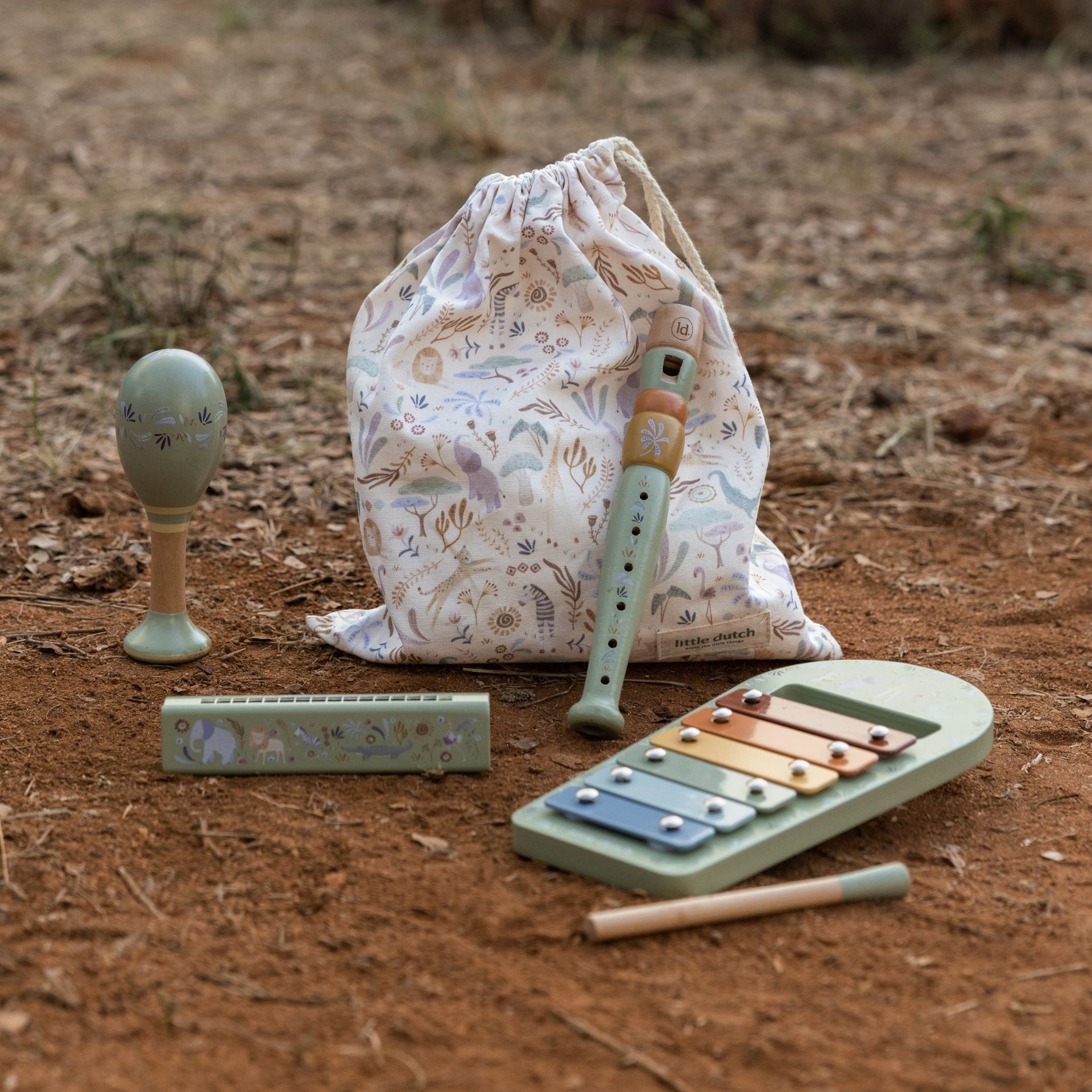 Little Dutch Music Set Green - Safari Friends