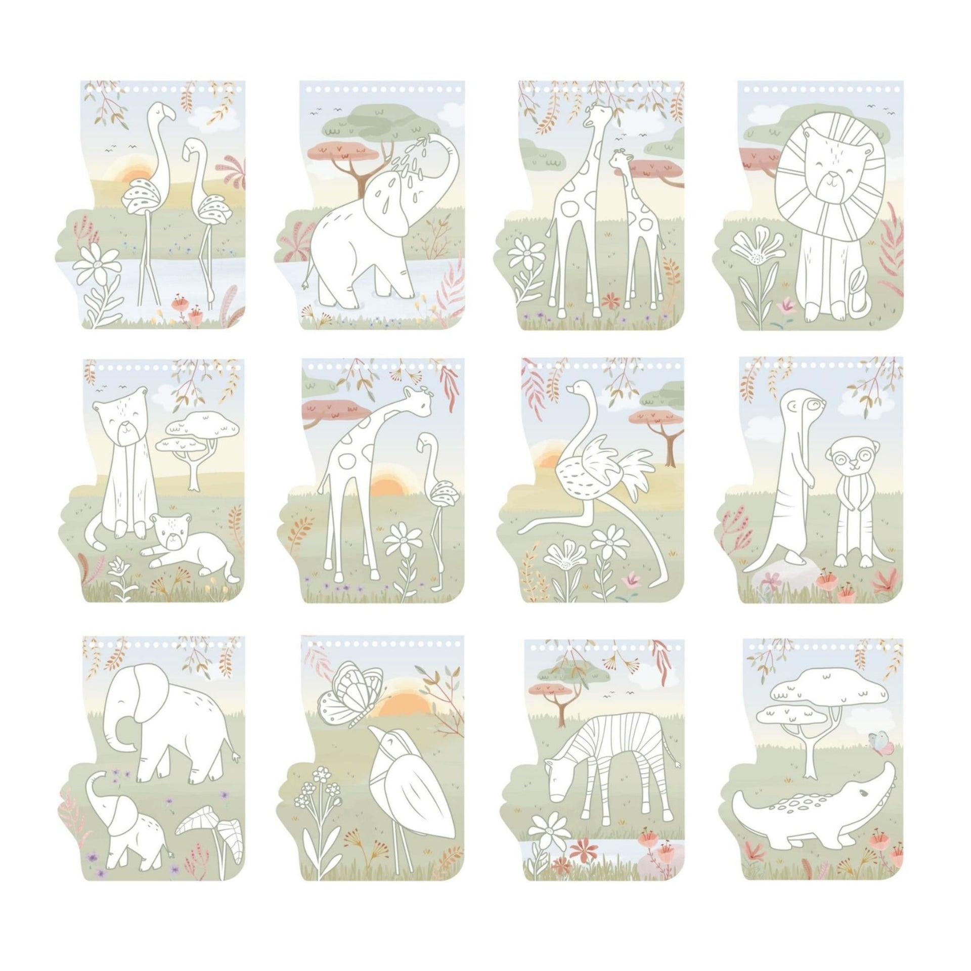 Little Dutch Flamingo Colouring Book - Safari Friends