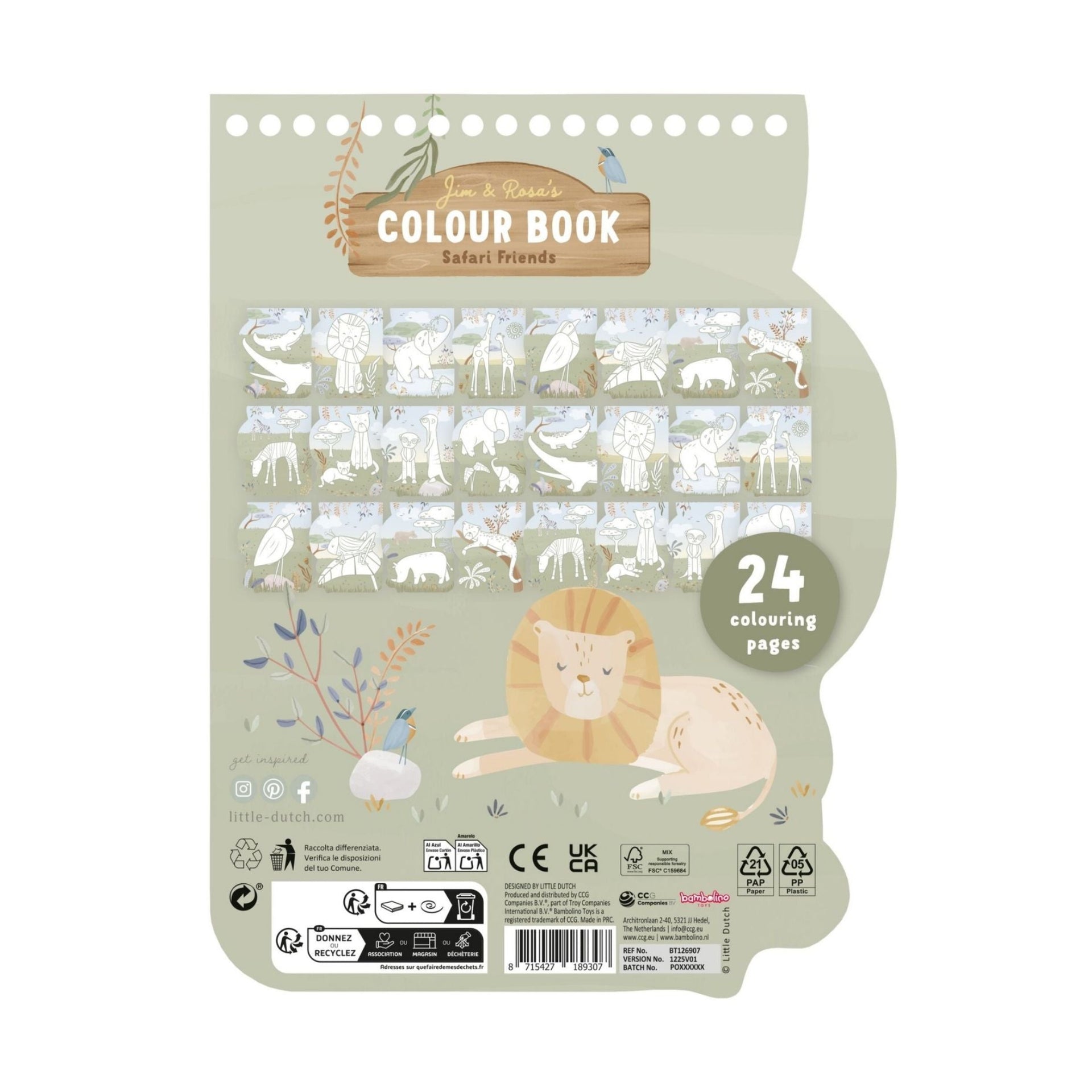 Little Dutch Lion Colouring Book - Safari Friends