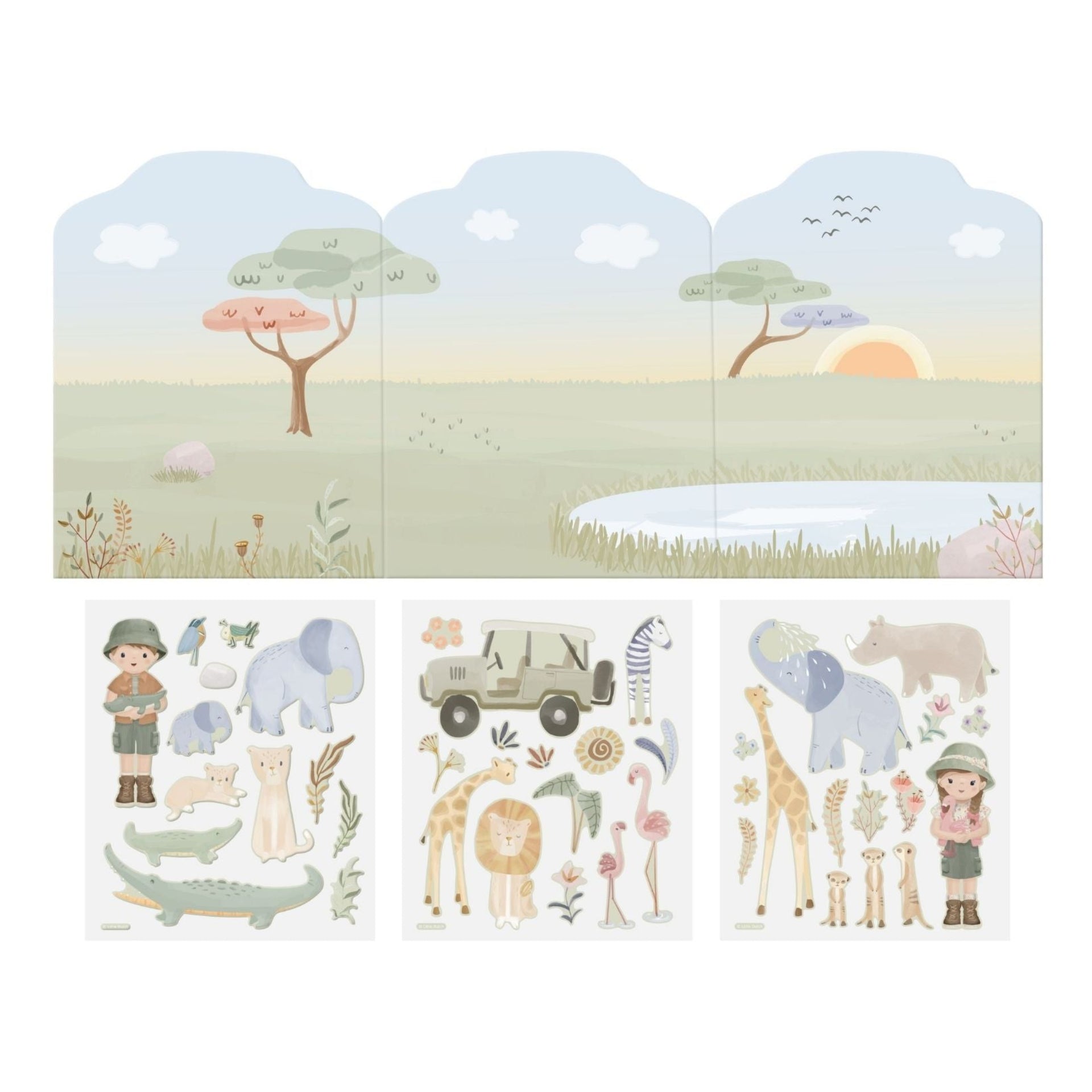 Little Dutch Reusable Sticker Scene Book - Safari Friends