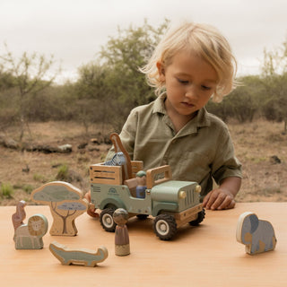Little Dutch Wooden Safari Jeep With Animals - Safari Friends