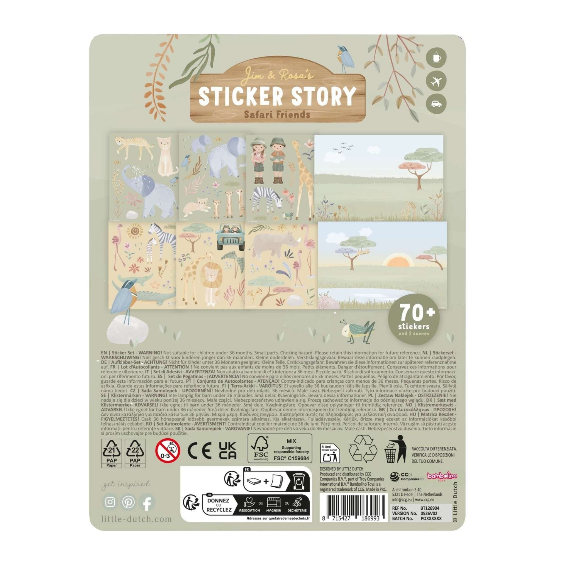 Little Dutch Sticker Scene Book - Safari Friends