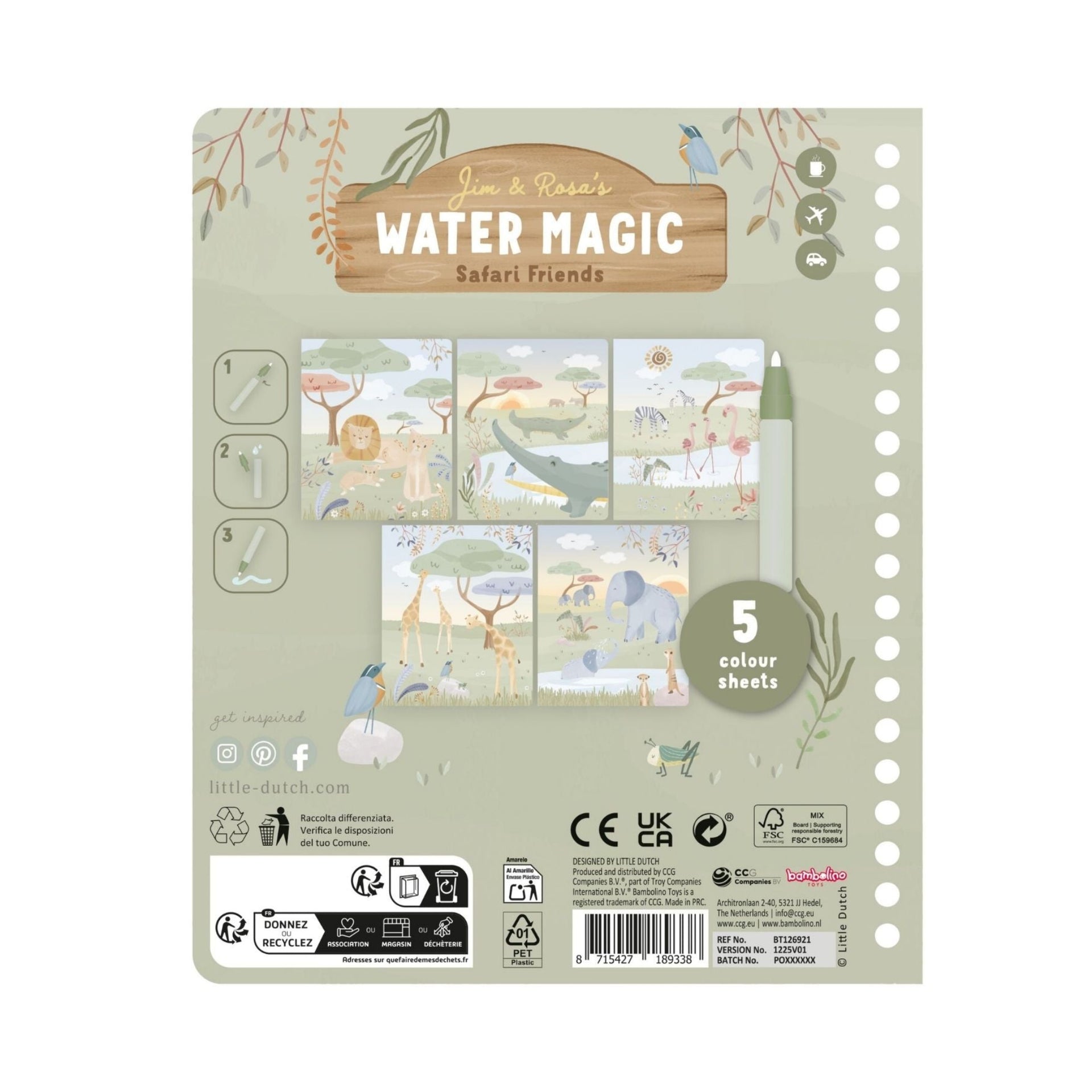 Little Dutch Water Magic Book - Safari Friends Jim