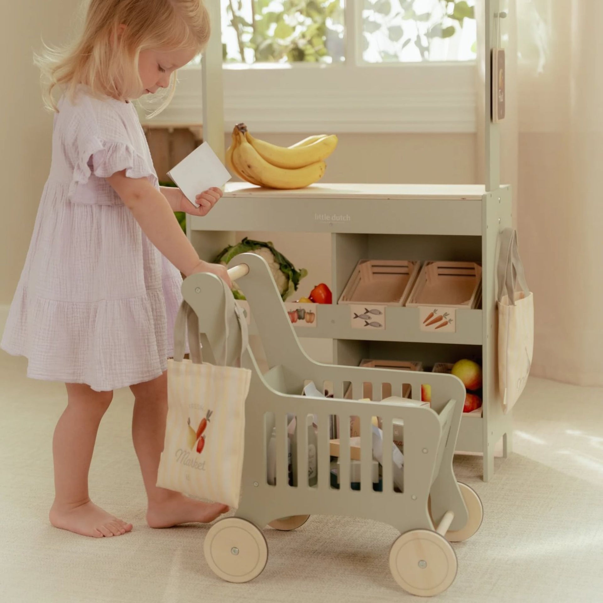 Little Dutch Wooden Shopping Trolley