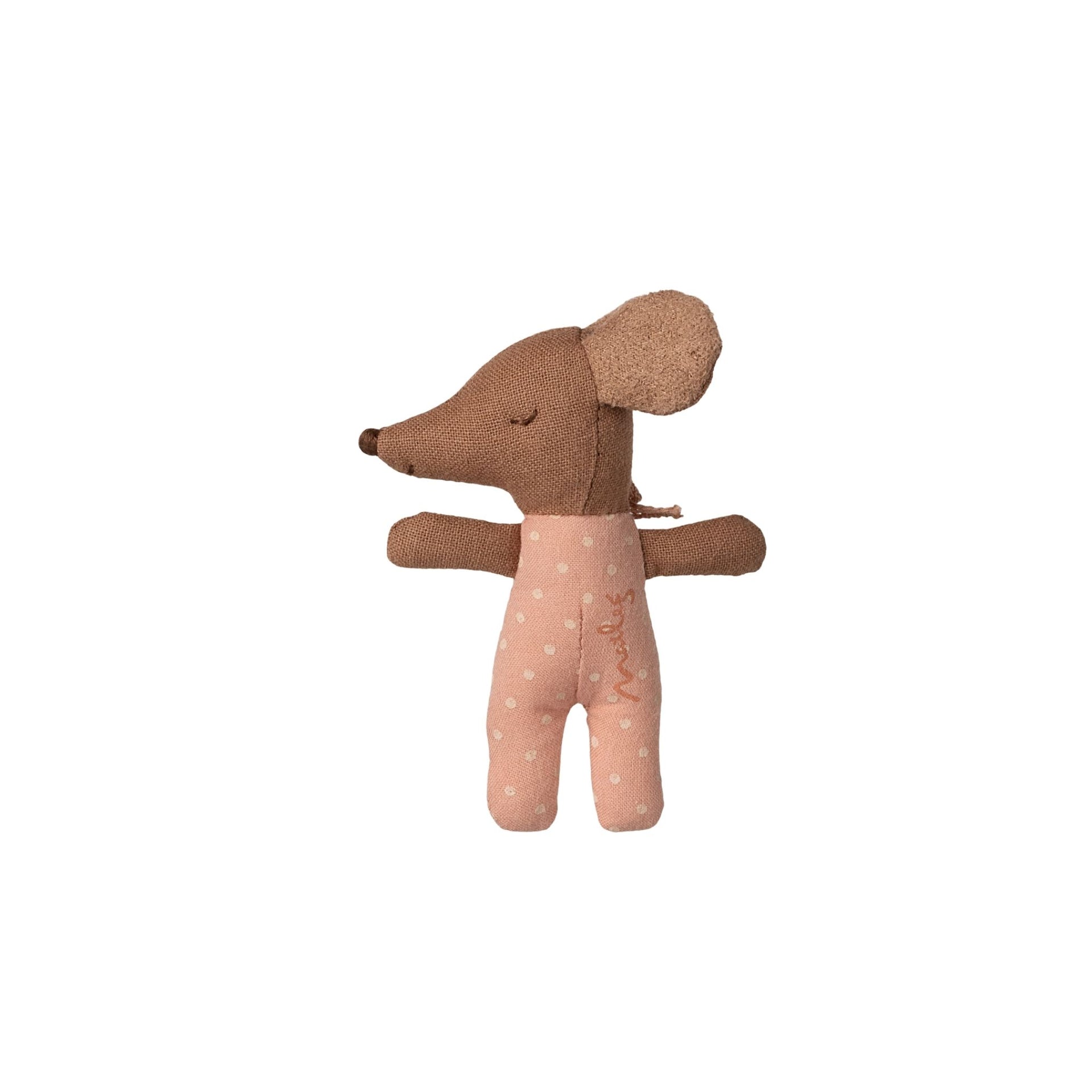 Maileg Baby Sleepy Wakey Mouse In Matchbox - Rose