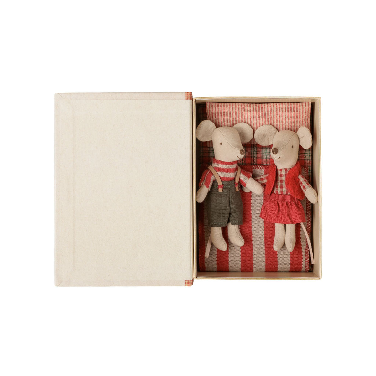 Maileg Christmas Little Sister And Brother Twin Mice In Book