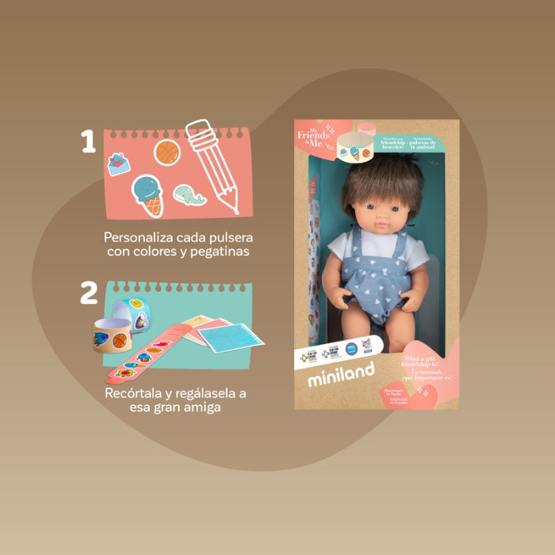 Miniland Brunette Boy Doll Kiwi - 38cm