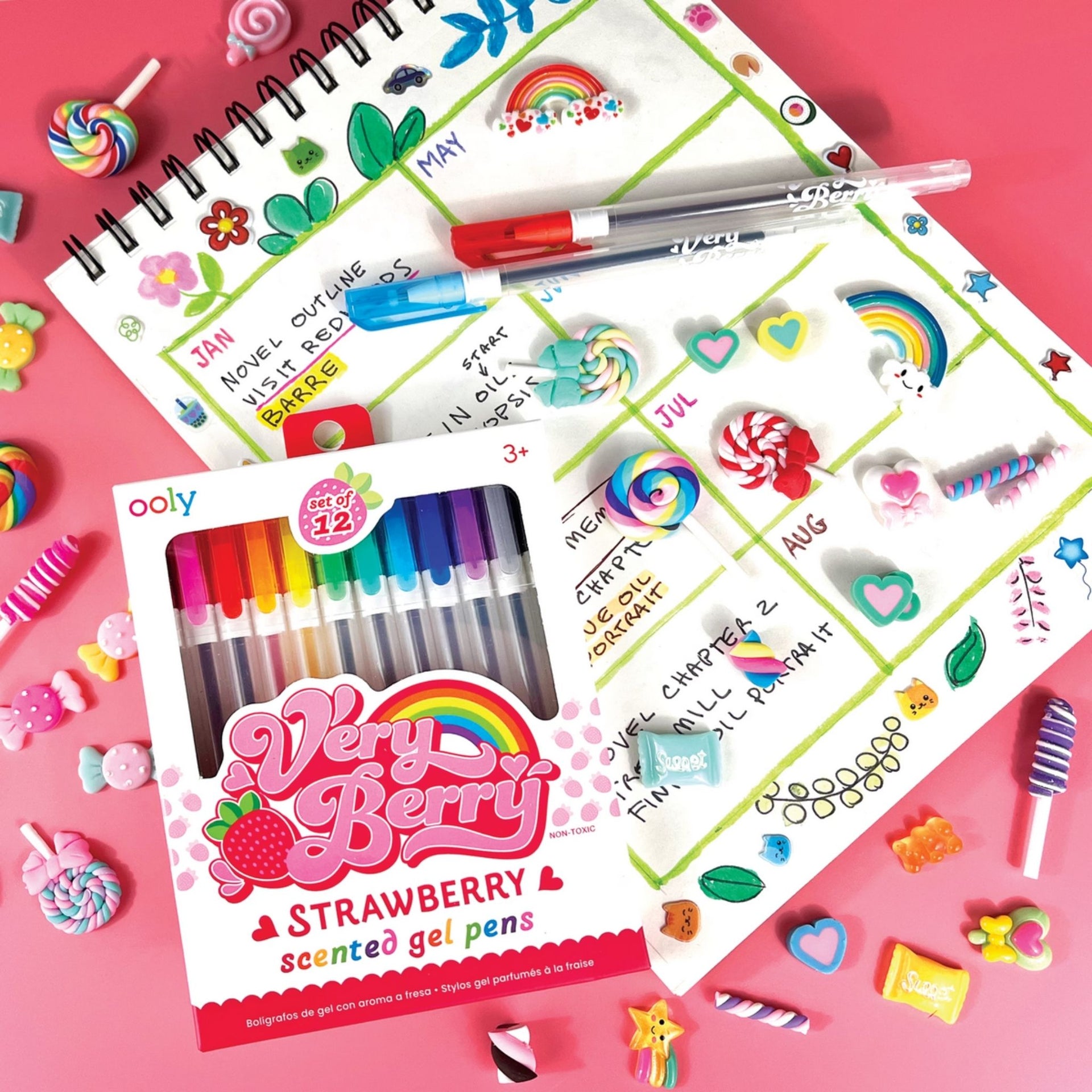 Ooly Very Berry Strawberry Scented Gel Pens