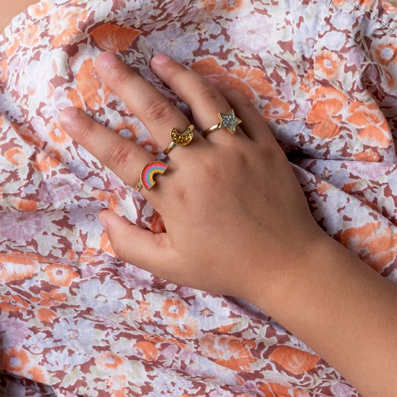 Rex London Star, Rainbow and Moon Glitter Rings