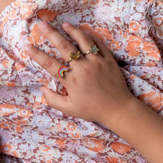 Rex London Star, Rainbow and Moon Glitter Rings