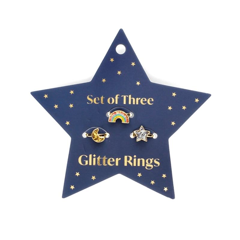 Rex London Star, Rainbow and Moon Glitter Rings