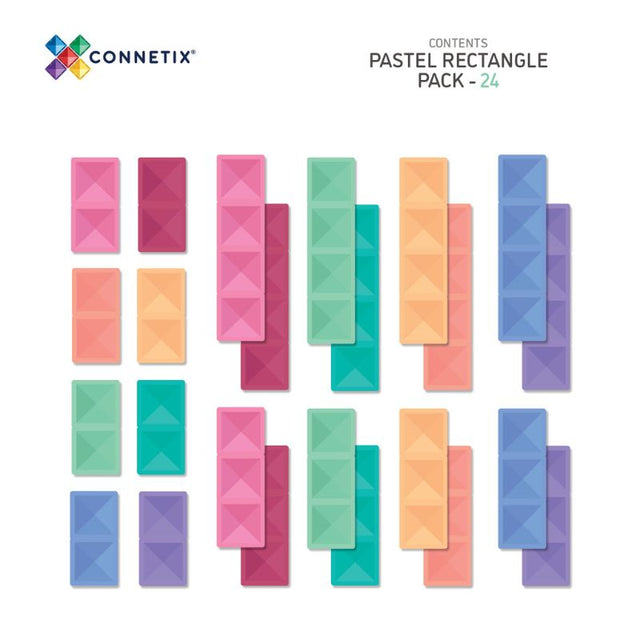 Connetix Magnetic Tiles 24 Piece Pastel Rectangle Pack