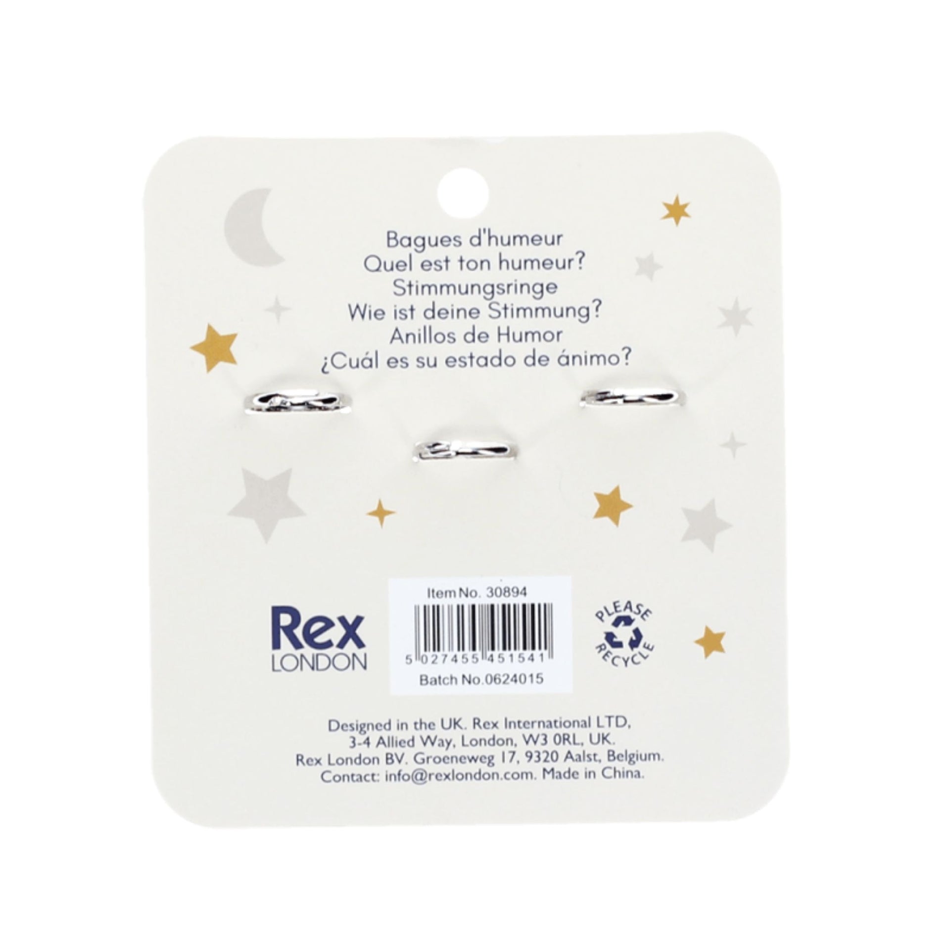Rex London Heart, Star & Moon Mood Rings