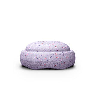 A round Original Stapelstein piece in light lavender with multicolored speckles, shown on a clean white background.